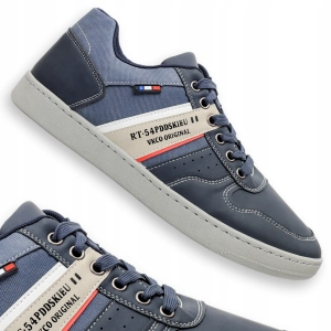 Męskie granatowe sneakersy z szarymi i czerwonymi detalami Oliver