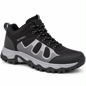 Męskie buty trekkingowe softshell czarno-szare wysokie Ethan