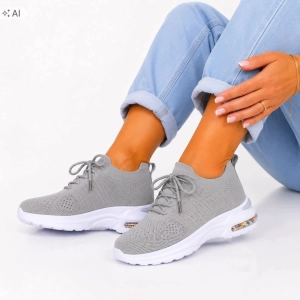 Damskie sneakersy szare sportowe na lekkiej podeszwie Ava