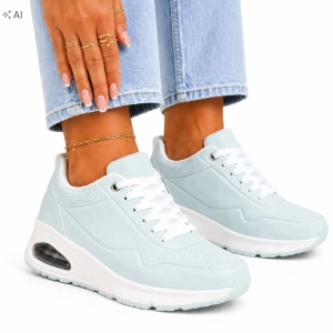 Damskie sneakersy miętowe sportowe na grubej podeszwie z poduszką w pięcie Mia