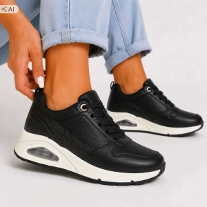 Damskie sneakersy czarne sportowe na grubej podeszwie Zoe