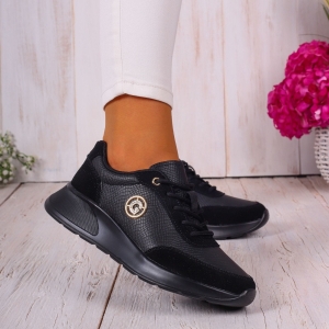 Sneakersy damskie czarne buty ekoskóra adidasy lekkie sportowe