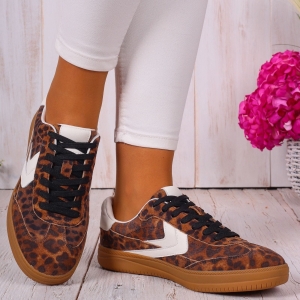 Sneakersy damskie brązowe buty sportowe ekoskóra