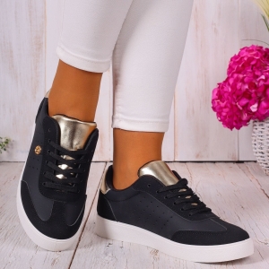 Sneakersy damskie czarne buty sportowe ekoskóra wygodne