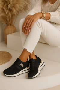 Sneakersy damskie czarne buty sportowe wygodne lekkie