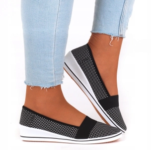 Damskie Tenisówki na Koturnie Czarne Wsuwane Lekkie Casual Olivia