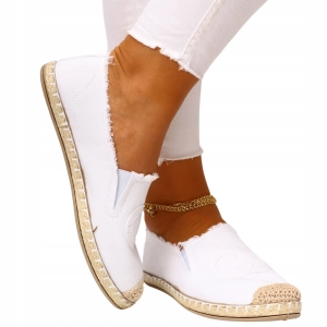 Białe Espadryle Damskie Wsuwane Płócienne Lekkie Casual Olivia