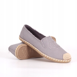 Szare Espadryle Damskie Wsuwane Lekkie Płócienne Casual Olivia