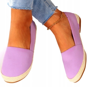 Fioletowe Espadryle Damskie Płaskie Wsuwane Lekkie Casual Violet