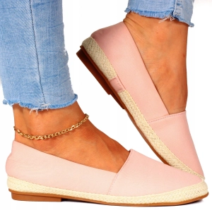 Różowe Espadryle Damskie Wsuwane Płaskie Lekkie Casual Amelia