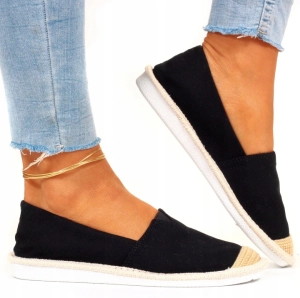 Czarne Espadryle Damskie Wsuwane Lekkie Płócienne Casual Charlotte