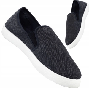 Czarne Tenisówki Męskie Wsuwane Slip On Lekkie Trampki Casual