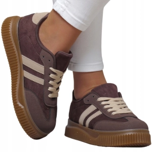 Zamszowe sneakersy brązowe na karbowanej podeszwie Sierra