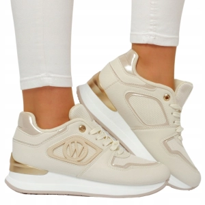Beżowe sneakersy z subtelnym złotym połyskiem Maya