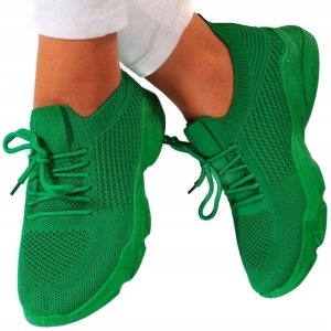 Zielone damskie sneakersy z przewiewnej dzianiny na grubej podeszwie Harper