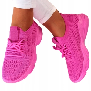 Różowe damskie sneakersy z dzianiny na grubej podeszwie Madison