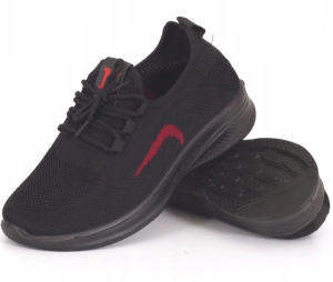 Czarne damskie sneakersy dzianinowe z czerwonym detalem Aubrey