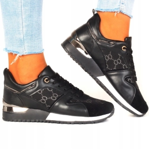 Czarne damskie sneakersy ze srebrnymi detalami Abigail