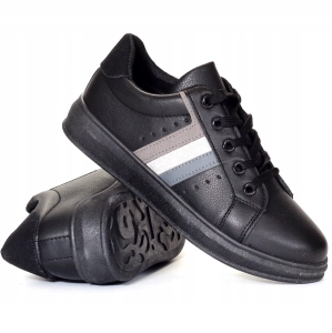 Czarne damskie sneakersy ze srebrnymi i szarymi detalami Emma