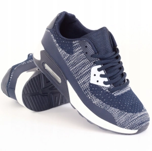 Granatowe sneakersy damskie sportowe z białymi detalami – Hailey