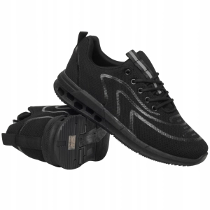 Męskie czarne buty sportowe sznurowane z szarymi detalami Jack