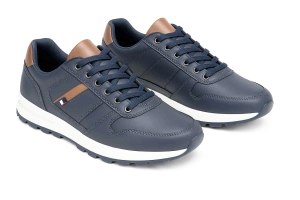 Męskie granatowe sneakersy z brązowymi detalami Owen