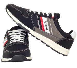 Męskie czarne sneakersy sportowe z szarymi i czerwonymi detalami Michael