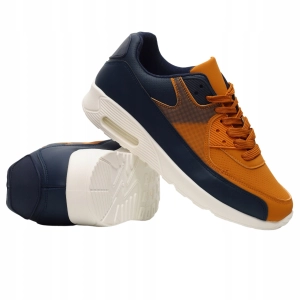 Męskie pomarańczowo-granatowe sneakersy sportowe na grubej podeszwie Milo