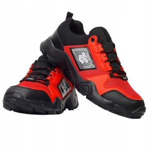 Męskie czerwono-czarne buty sportowe outdoor z masywną podeszwą Vincent